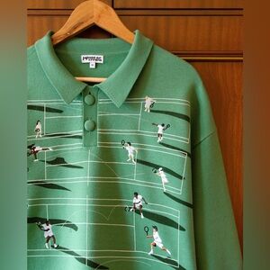 House of Errors- FINE KNIT TENNIS SWEATER - GRASS